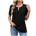 thumbnail image 1 of Timegard Hauts pour Femmes à Trou de Serrure avant, Col Rond, Manches Courtes, T-Shirts, Couleur Unie, Tuniques Décontractées, 1 of 7