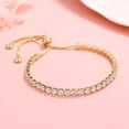 thumbnail image 1 of Swarovski Crystal Adjustable Tennis Bracelet in 14K Gold, 1 of 4