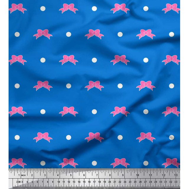 Soimoi Rayon Fabric Dot & Floral Printed Fabric 1 Yard 56 Inch Wide