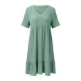 thumbnail image 2 of Soldes du Printemps 2024!Hontri Robes pour Femmes Robe d'Été Robes en Lin pour Femmes Robe T-Shirt Décontractée Manches Courtes Col en V Robe Midi Ligne A Vert Menthe,TG, 2 of 7