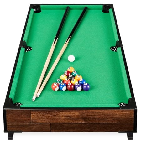 Best Choice Products 40in Tabletop Billiard Table, Pool Arcade Game Table for Living Room, Game Room w/ 2 Cue Sticks, Ball Set, Storage Bag - Walnut