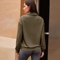 thumbnail image 3 of Erwazi Womens Half Zip Pullover Top Waffle Long Sleeve Lapel Functional Pocket Work To Weekend Versatile Blouses, 3 of 8