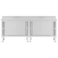 thumbnail image 3 of vidaXL Work Tables with Sliding Doors 2pcs 240x50x(95-97)cm Stainless Steel, 3 of 5