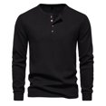 thumbnail image 1 of Yuyuzo Men Basic Tops Long Sleeve 1/4 Button Notch V Neck Cozy Fall Casual Shirts Blouse Solid Color, 1 of 5
