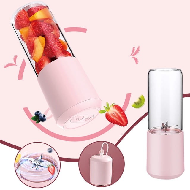 NARABB Juicer Machine 400ml, Six-blade Head Mini Juicer, USB Rechargeable Portable Juicing Cup, Home Juicer, Large Capacity Glass Juicer