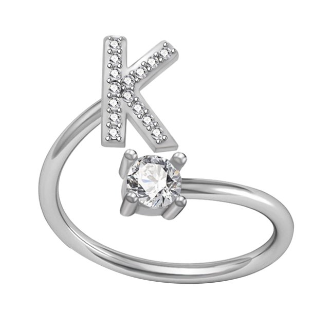 PVCS Bague Mode Exquise 26 Style Alphabet Anglais Lettre Bague en Cuivre