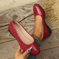 thumbnail image 2 of Flat for Womens Slip on Almond Toe Stone Embossing Micro Wedge Soft Sole Spring Summer Casual Shoes Wine, 2 of 9
