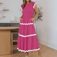 thumbnail image 1 of Gspmoly Robes d'Été pour Femmes, Robe Décontractée pour Femmes à Col Rond, Chandail à Enfiler avec Poche, Robe en Dentelle à Empiècements, Robes Formelles pour Femmes en Liquidation, 1 of 8