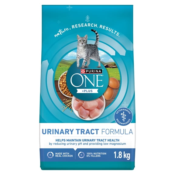 Purina ONE +Plus Formule pour Voies Urinaires au Poulet, Nourriture Sèche pour Chats 1.8kg