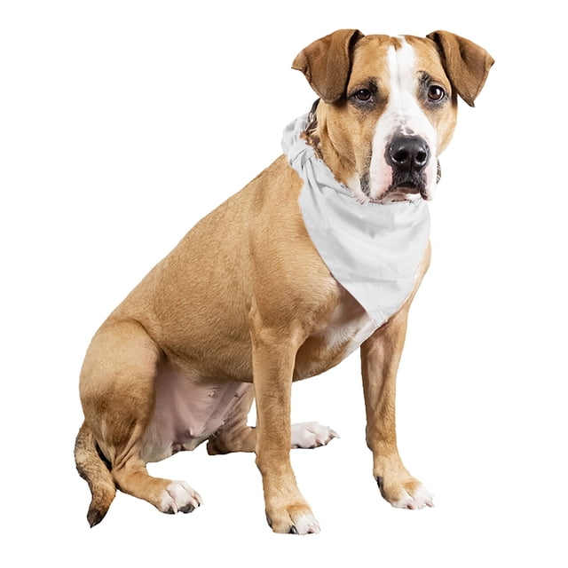3 Pcs Plain Cotton Pets Dogs Bandana Triangle Shape - Large & Washable (White)