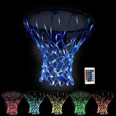 CNKOO Basketball Light Up Hoop Net  Change Colors with Remote  Heavy Duty LED Replacement Basketball Nets  Fits Outdoor Indoor 12 Loops Rim  Glow in The Dark Neon Basketball Hoop