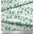 thumbnail image 2 of Soimoi Green Rayon Fabric Clover & Daisy Floral Print Fabric by Yard 42 Inch Wide, 2 of 3