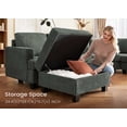 thumbnail image 3 of HONBAY Sectional Couch with Storage Ottoman, Corduroy Sleeper Sectional Sofa with Chaise for Living Room Furniture Sets, Green, 3 of 9