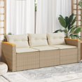 thumbnail image 1 of vidaXL Garden Sofa with Cushions 3-Seater Beige Poly Rattan, 1 of 5