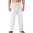 thumbnail image 2 of WRKEKC Casual Pants for Men Spring Fall Fashion Solid Color Drawstring Elastic Waist Long Pants for Daily Casual Outings Lounge　Wear, 2 of 9