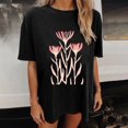 thumbnail image 4 of Offre à Durée Limitée Iumwxz T-Shirt Surdimensionné Tendance Coupe Ample Vêtements pour Femmes T-Shirts à Imprimé Floral T-Shirts à Manches Mi-Longues Col Ras du Cou pour Dames Livraison Gratuite Plage, 4 of 7