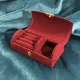 thumbnail image 2 of Btomtd Bead Velvet Travel Portable Arched Small Jewelry Box Jewelry Storage Box Fashion Jewelry Packaging Box, Red, 2 of 6