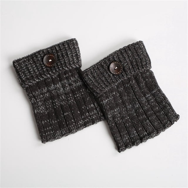 Gray Socks Winter Warm Boot Cuffs Crochet Knitted Boot Cuffs Short Leg Boot Topper Socks Short Ankle with Slouch Button Design for Women Girls