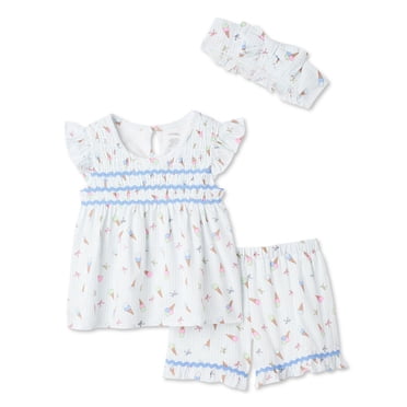 George Baby Girls' Three Piece Smocked Short Set