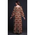 thumbnail image 2 of Bimba Robe Maxi en Georgette Mousse à Imprimé Géométrique et Couronne de Roses à Fleurs pour Femmes à Manches Longues avec Taille Élastique - Petit, 2 of 5
