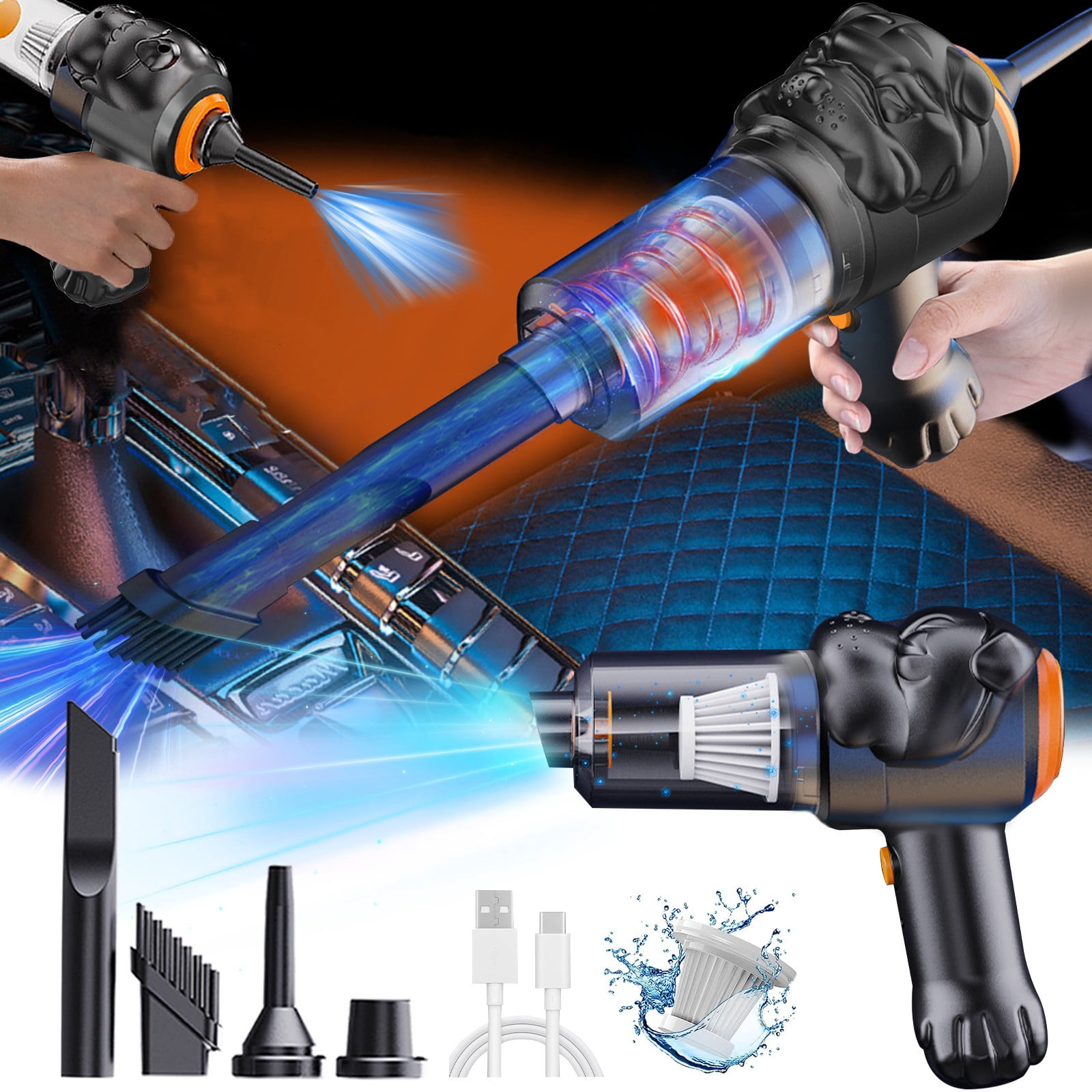 PEONAVET cordless vacuum cleaner Handheld Car Vacuum Cleaner Powerful Suction Small Car Vacuum Cleaner Mini Dusts Buster with USB Portable Vacuum Cleaner