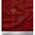 thumbnail image 1 of Soimoi Red Modal Satin Fabric Dotted Jamdani Print Fabric by the Yard 42 Inch Wide, 1 of 1
