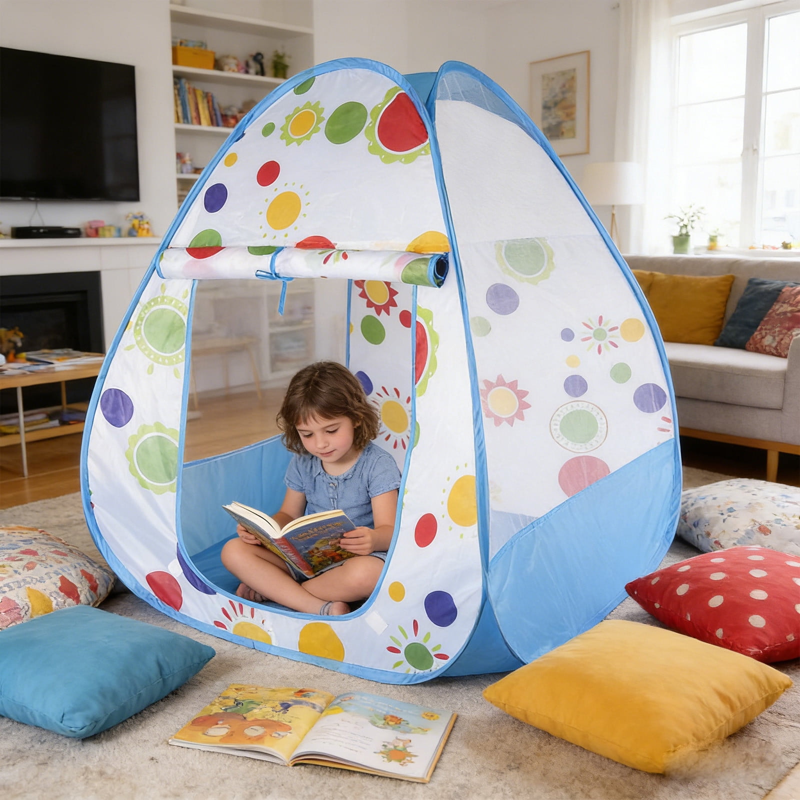 Sclmhf Kids Play Tent Pops Up Foldable Indoor Outdoor Game Tent For Playing Reading Relaxing Mesh Windowed Private Space For Toddlers Children 12.