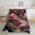 thumbnail image 1 of Purple Marble Bedding Set Full Size Watercolor Artwork Design Quilt For Girls Teens Adults Gold Glitter Abstract Comforter Set,Metallic Marbling Texture Bedding Comforter Sets, 1 of 7