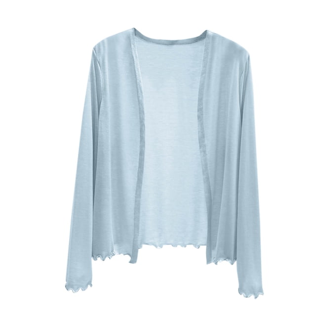 Womens Lightweight Summer Cardigan Rash Guard Long Sleeve Cover Up Open Front Wrap Cover Up Loungwear Sun Shawl