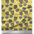 thumbnail image 1 of Soimoi Yellow Poly Georgette Fabric Life Begins After Coffee Text Print Fabric by the Yard 42 Inch Wide, 1 of 5