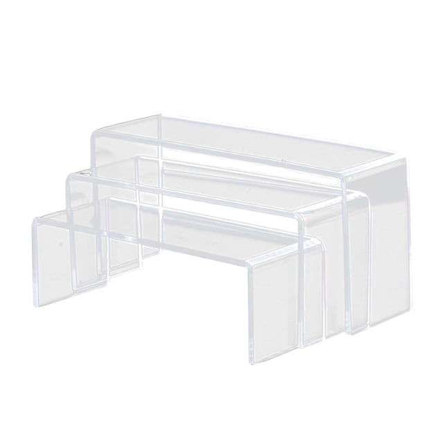 DOLITY 3 Pcs Support d'Exposition en Acrylique Présentoir Rack Support Étagère Multi-Niveaux Multifonction Transparent