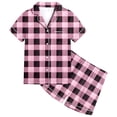 thumbnail image 1 of MIASHUI Pyjama pour Enfants Filles Garçons, Doux et Confortable, à Carreaux, Ensemble de 2 Pcs, Rose, 8-9 Ans, 1 of 4