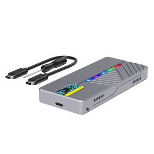 Smart Display M.2 Solid State Mobile Hard Drive Box 10GB Coque en alliage d'aluminium/NVMe double protocole,1 * Boîte de disque dur mobile 1 * câble USB, Gray