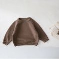 thumbnail image 2 of Sentmoon Snow Clothes Long Sleeve Crew Neck Solid Color Girls Pullover Breathable Loose Knitted 2025 Girls Sweaters Fall and Winter Trendy for Layering Under Jackets Coffee 4 Years, 2 of 5