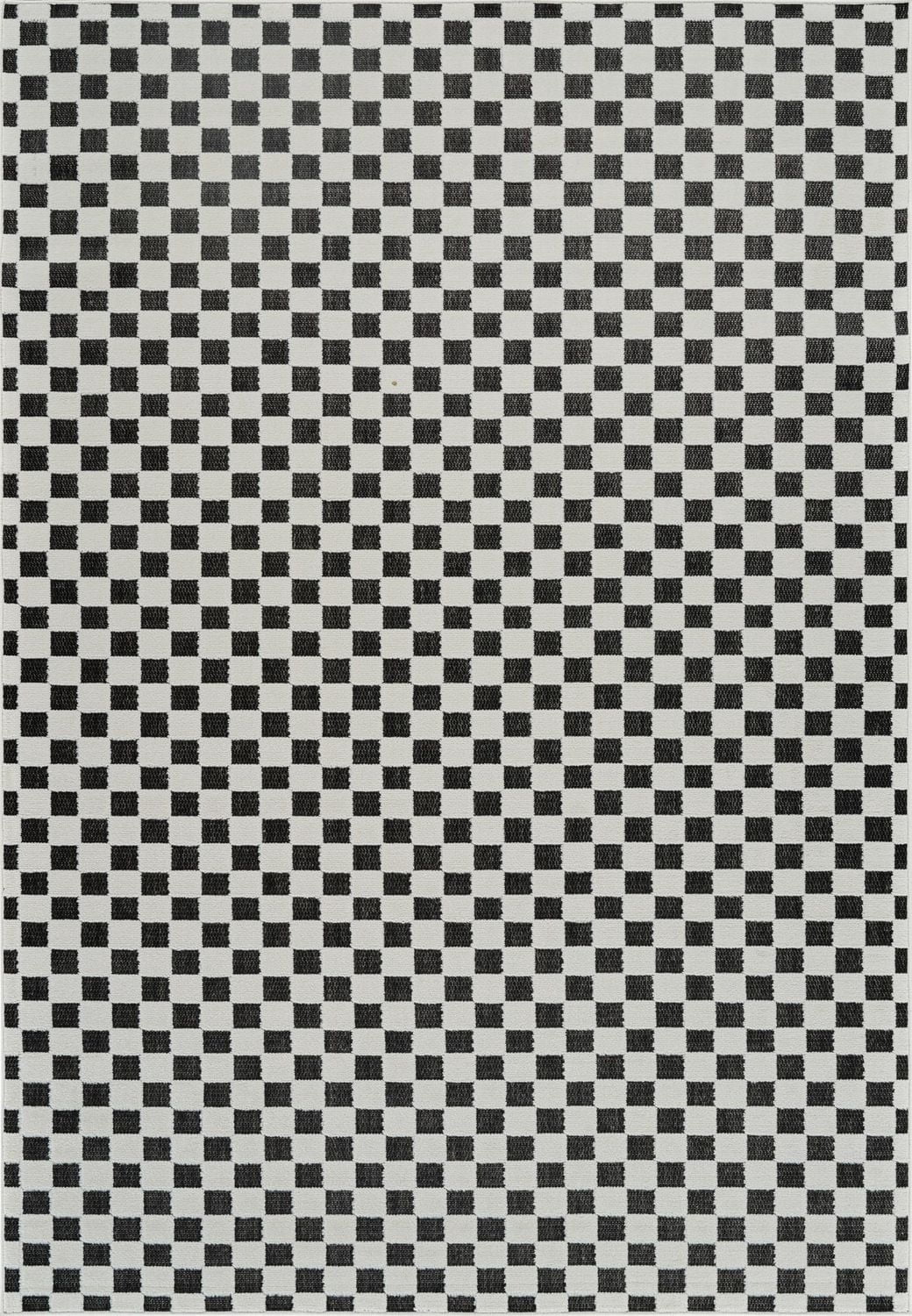 Rug Branch Maise Checkered Indoor Outdoor Area Rug, Black White, Modern - Entryway, Hallway, Bathroom, and Kitchen