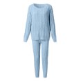 thumbnail image 5 of DPTALR Womens Solid Color Off Shoulder Long Sleeve Cable Knitted Warm Two-Piece Long Pants Sweater Suit Set, 5 of 5