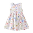 thumbnail image 1 of Pisexur Robe Fille Été Imprimé Floral Robe à Volants Sans Manches Ample Plissée Midi 1-6 Ans, 1 of 4