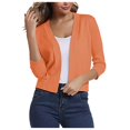 thumbnail image 1 of LNGOOR Women‘s Casual Cropped Knitted Cardigan 3/4 Sleeve Lightweight Open Front Sweater Blouse Ladies Fall Spring Outwear Mint Green, 1 of 5
