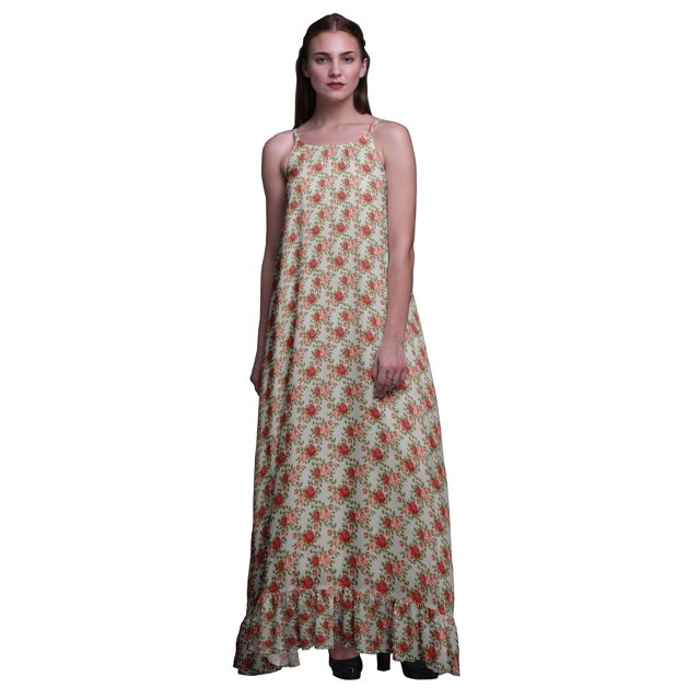 Bimba Chemises de Nuit Dark Peach2 à Feuilles Florales et Roses pour Femmes en Rayonne Imprimée à Bretelles Spaghetti Lingerie de Nuit pour Femmes Grande