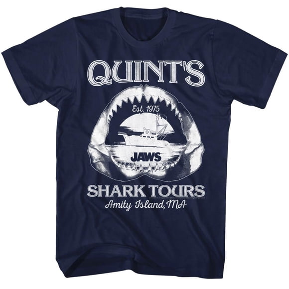 Jaws Shark Tours Navy Adult T-Shirt