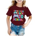 thumbnail image 1 of PMVFHDE T-Shirts Graphiques pour Filles, Manches Courtes, Col Rond, Lumineux et Confortables pour la Rentrée Scolaire, Vin, 10-11 Ans, 1 of 4