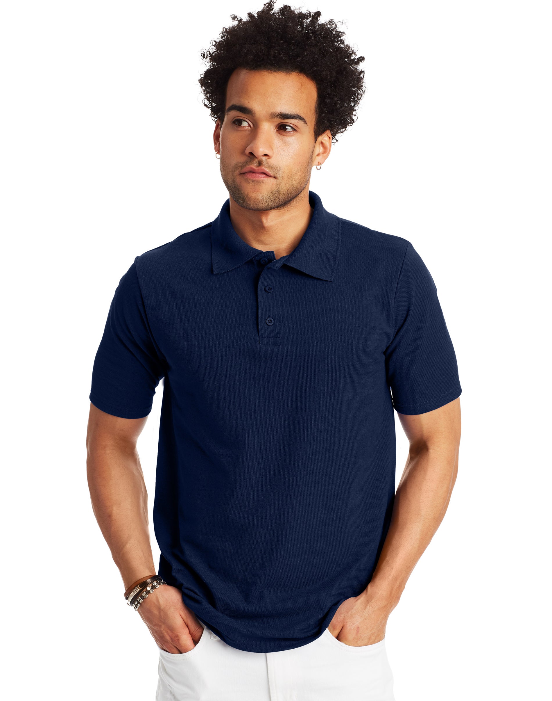 Hanes pour Hommes FreshIQ Polo Piqué X-Temp, 3TG, Marine