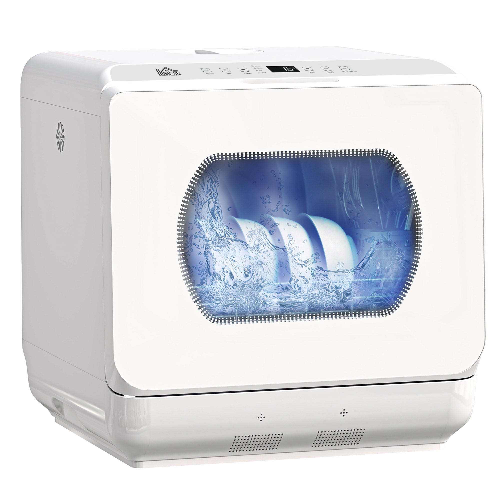 HOMCOM Lave-vaisselle de comptoir, lave-vaisselle portable avec 5 programmes de lavage