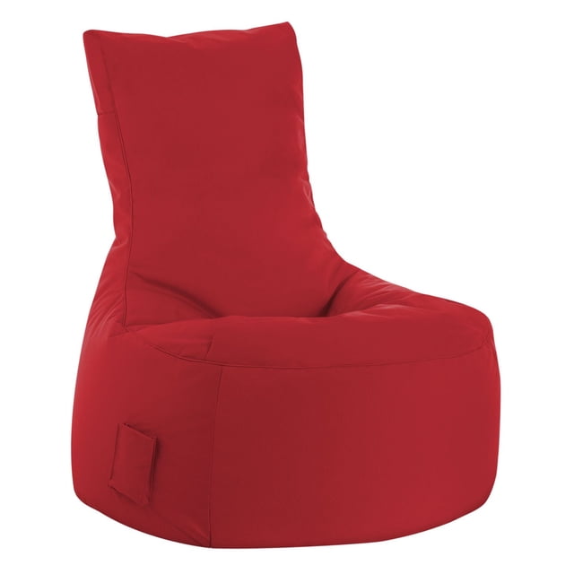 Gouchee Home Swing Brava Red Bean Bag Chair in red water-repellent polyester oxford fabric with high-density polystyrene bead filling, featuring a supportive high back and lightweight design, suitable for teens and adults in bedrooms, dorms, or living rooms, also ideal as casual lounge seating.