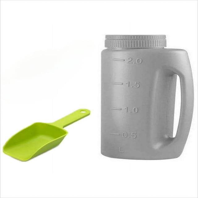 CHUANK Ice Melt Salt Spreader Handheld Shaker for Lawn Seed Salt Ice Melt Calcium Deicer Shaker 2 Liter Adjustable Hole Size Handy for Fertilizer Lawn Seed Salt to Deice