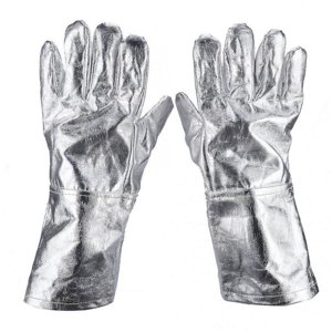 Gants de travail Gloves de sécurité Gants longue sécurité Gant résistant à la chaleur Gants à fusion d'incendie aluminisée Gants pour travail de soudure Gants, utilisation à l'aide