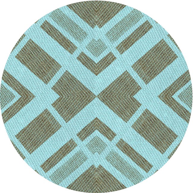 Ahgly Tapis d'Intérieur Lavable en Machine Carré Transitionnel Bleu Lagon, 3 Pieds Carré