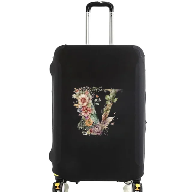 Housses de Valise Housse de Protection Valise de Voyage Anti-Rayures Housse Anti-Poussière Réutilisable Housse Anti-Poussière Lavable Motif Imprimé Floral Lettre 8floral Lettre V S