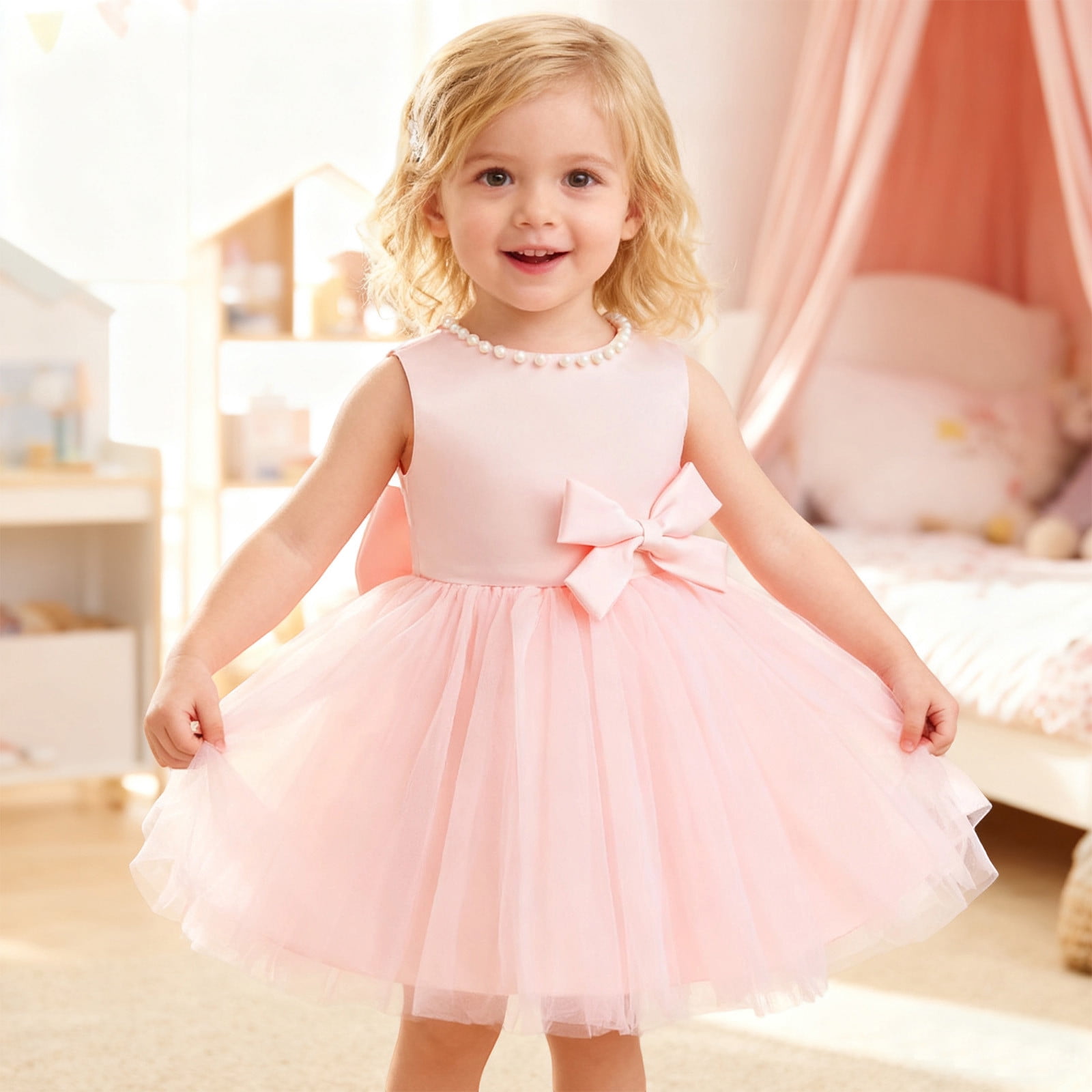 pink dress 18 24 months Amore Heart Dress Soft Pink Cotton Girls Dress