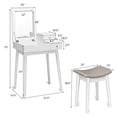 thumbnail image 2 of Costway Vanity Dressing Table Set Flip Mirror Desk Furniture Stool W/ 2 Drawer White, 2 of 10